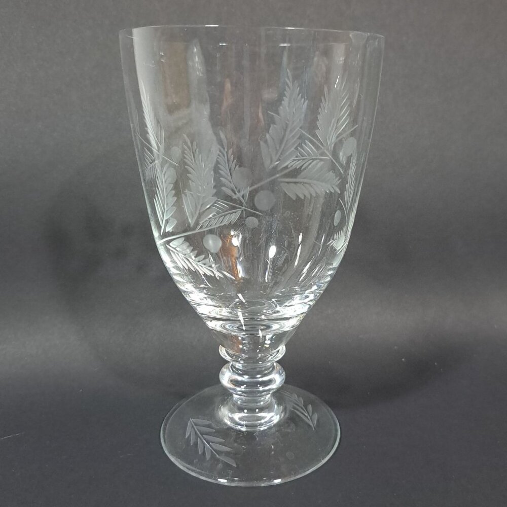 Electra Arcadia Iced Tea Footed Hand-Blown Etched Glass Goblet 12 Oz Vintage